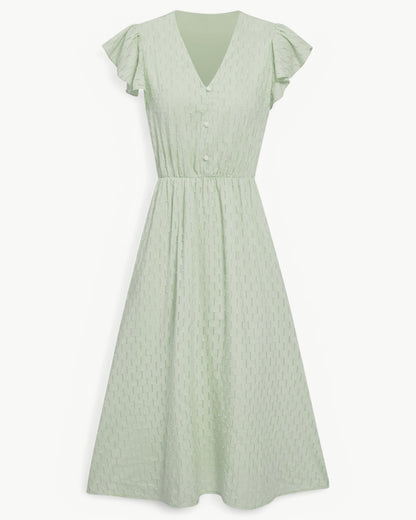 Robe Midi Avec Manches À Volants Pour Femme | Idéal Pour Usage Quotidien Et Occasions
