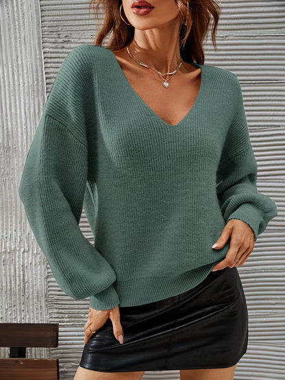 Pull À Col V Avec Coupe Ample Et Épaules Tombantes Pour Femme | Idéal Pour Toutes Les Saisons