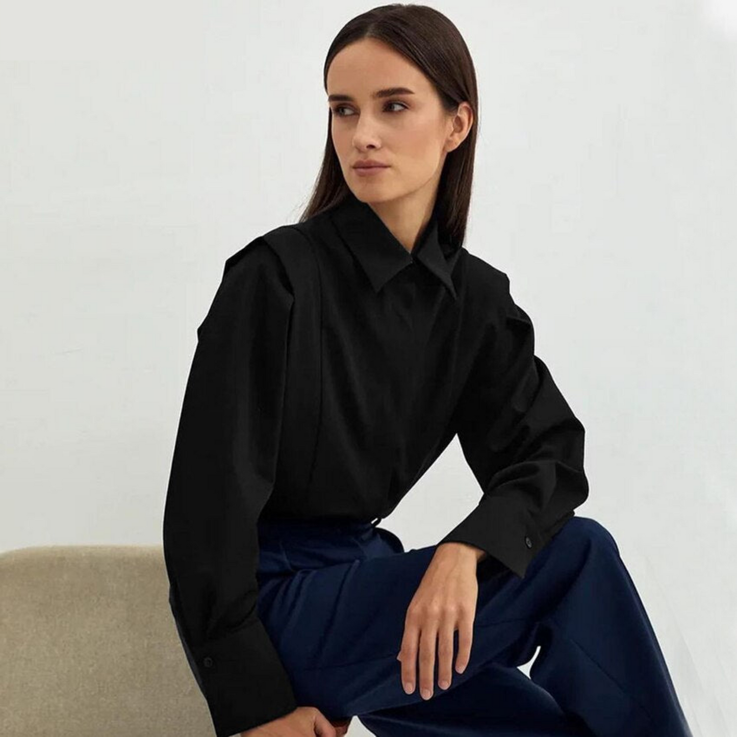 Blouse Classique À Manches Repliables Pour Femme | Idéale Pour Le Travail Et Le Quotidien