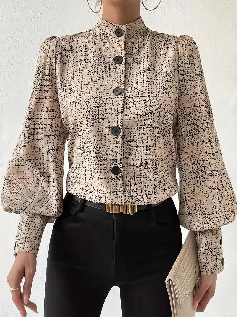 Blouse à Manches Lanternes avec Imprimé Abstrait pour Femme | Idéale pour un Usage Quotidien