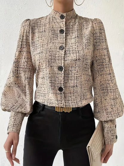 Blouse à Manches Lanternes avec Imprimé Abstrait pour Femme | Idéale pour un Usage Quotidien