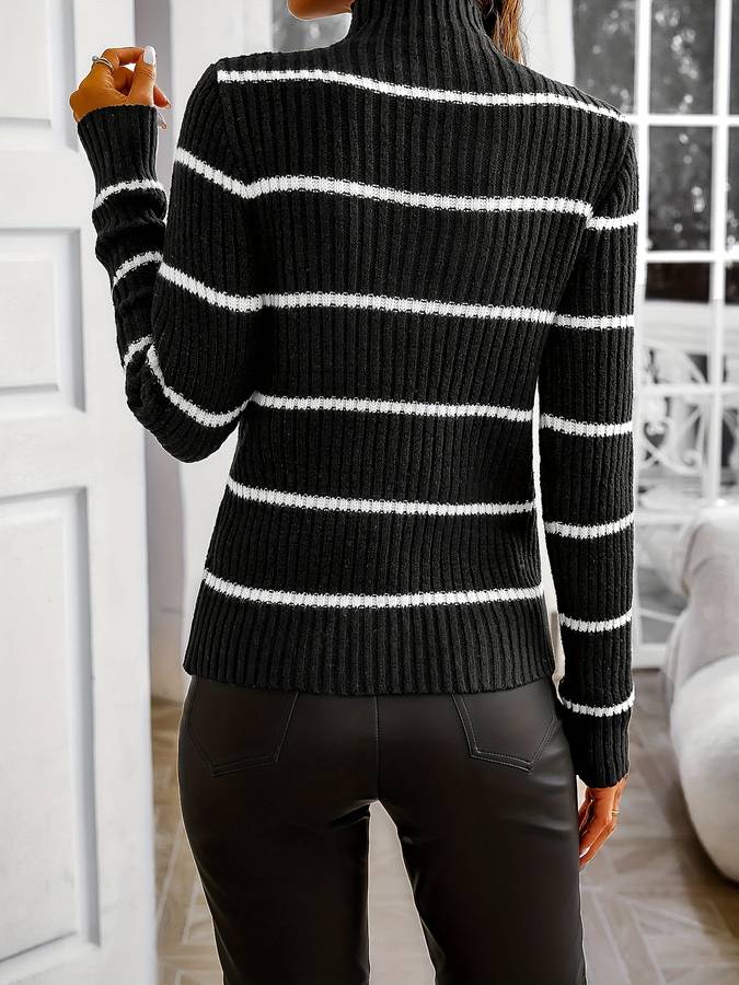 Pull Col Roulé À Rayures pPour Femme | Idéal pour Un Usage Quotidien