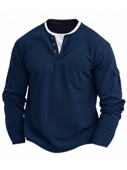 Polo À Manches Longues Avec Col À Boutons Et Poches Fonctionnelles Pour Homme | Idéal Pour Le Quotidien Et Les Occasions Décontractées