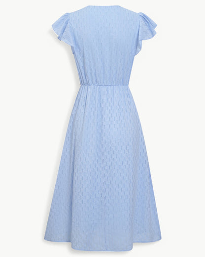 Robe Midi Avec Manches À Volants Pour Femme | Idéal Pour Usage Quotidien Et Occasions