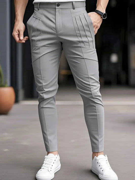 Pantalon Slim Avec Poches Latérales Et Taille Ajustée Pour Hommes | Idéal Pour Les Tenues Quotidiennes