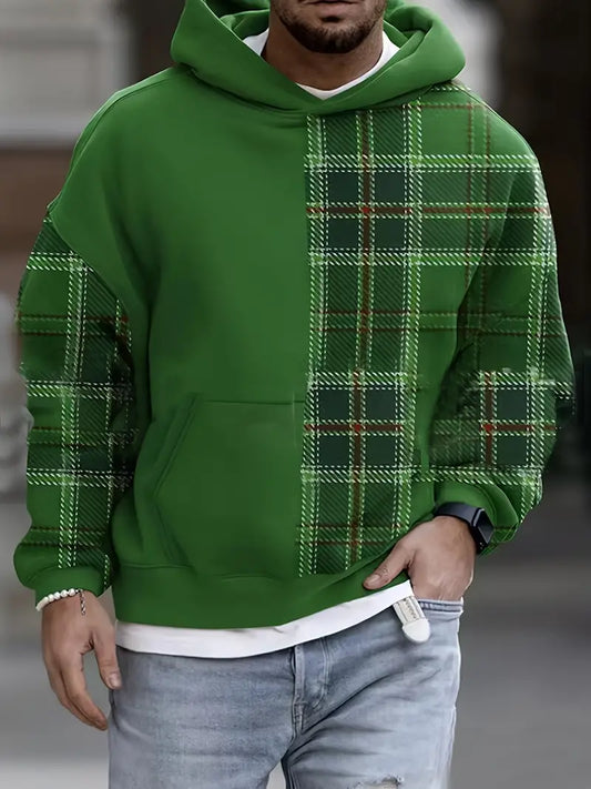 Sweat À Capuche À Motif Carreaux Avec Manches Longues Pour Homme | Idéal Pour Un Usage Quotidien