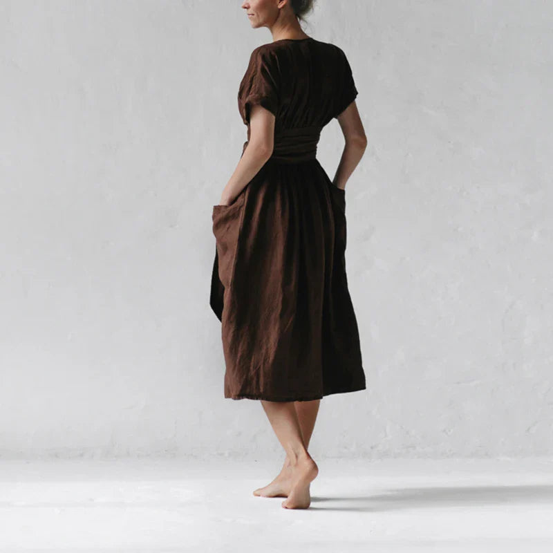 Robe Midi Portefeuille Avec Lien À Nouer Pour Femme | Idéale Pour Les Journées Décontractées