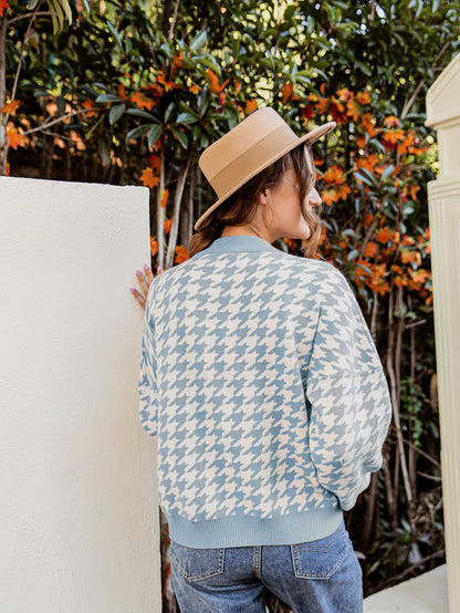 Pull Motif Pied-de-Poule Avec Manches Longues Pour Femmes | Idéal Pour Le Quotidien
