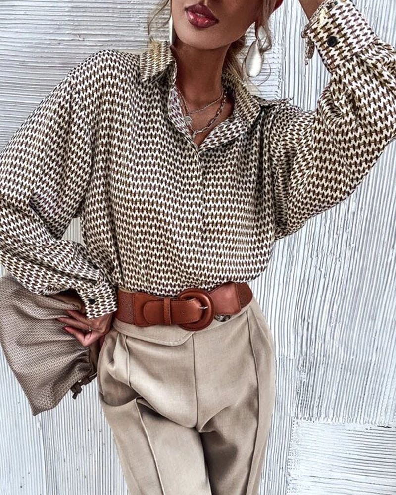 Blouse avec Imprimé et Fermeture Boutonnée pour Femme | Idéale pour le Printemps