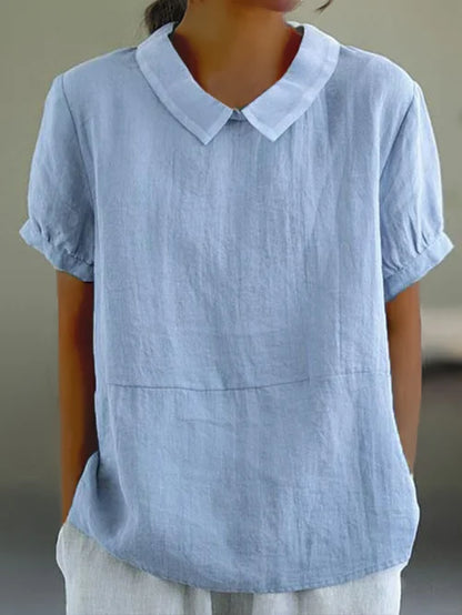Blouse à Manches Courtes avec Col Structuré pour Femme | Idéale pour l'Été