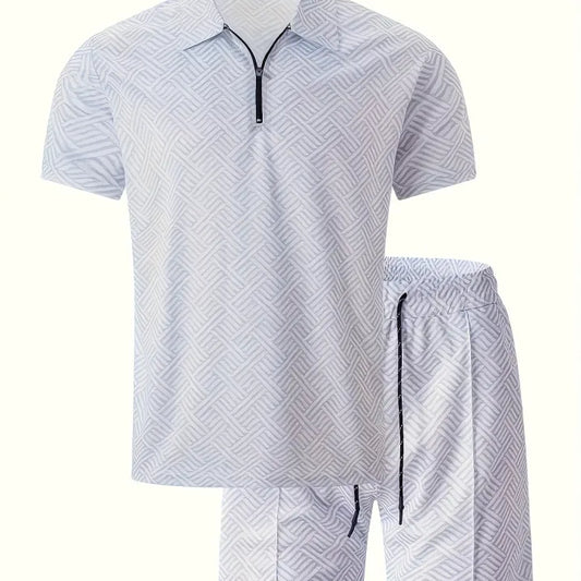 Ensemble Deux Pièces avec Haut à Col V et Short pour Homme | Idéal pour la Saison Estivale