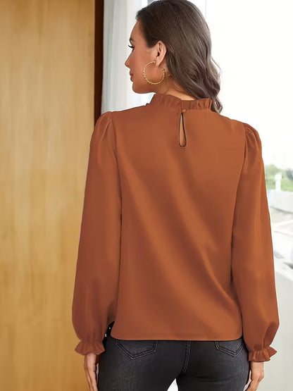 Blouse À Col Volanté Et Manches Bouffantes Pour Femmes | Idéal Pour Usage Quotidien Ou Occasions Décontractées
