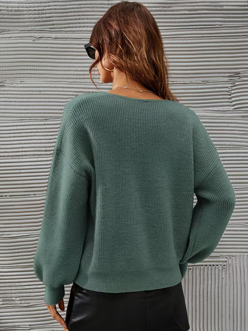 Pull À Col V Avec Coupe Ample Et Épaules Tombantes Pour Femme | Idéal Pour Toutes Les Saisons