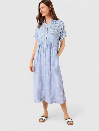 Robe Chemise Midi à Rayures avec Coupe Décontractée pour Femme | Idéale pour Usage Quotidien et Loisirs