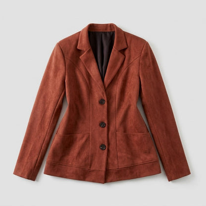 Blazer boutonné à poches plaquées pour femmes