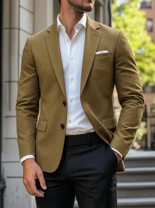 Blazer boutonné à revers cranté pour hommes