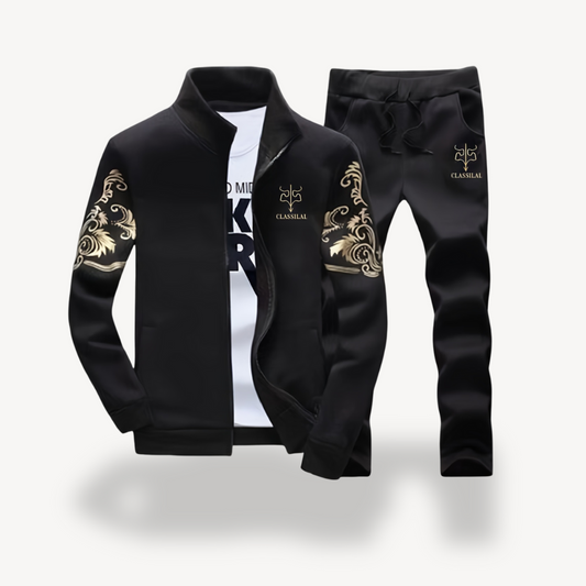 Ensemble Veste Et Pantalon De Survêtement pour Homme avec Finitions Dorées | Idéal pour Le Sport Et Les Loisirs