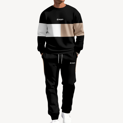 Ensemble Homme avec Veste Puffer Colorblock Et Jogging | Idéal pour Les Loisirs Et Les Activités Extérieures