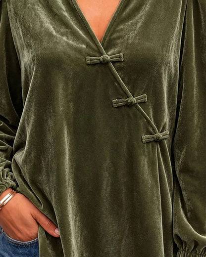 Blouse col en V à boutons croisés pour femmes