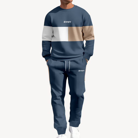 Ensemble Homme avec Veste Puffer Colorblock Et Jogging | Idéal pour Les Loisirs Et Les Activités Extérieures