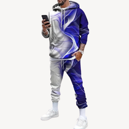 Ensemble Survêtement Homme avec Hoodie Zippé Et Motif Dégradé | Idéal pour Les Loisirs Et Le Quotidien