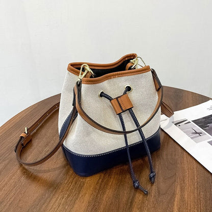 Sac Seau Bicolore Avec Cordon De Serrage Et Bandoulière Ajustable Pour Femme | Idéal Pour Usage Quotidien