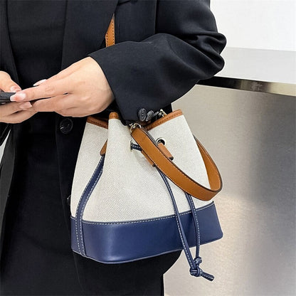 Sac Seau Bicolore Avec Cordon De Serrage Et Bandoulière Ajustable Pour Femme | Idéal Pour Usage Quotidien