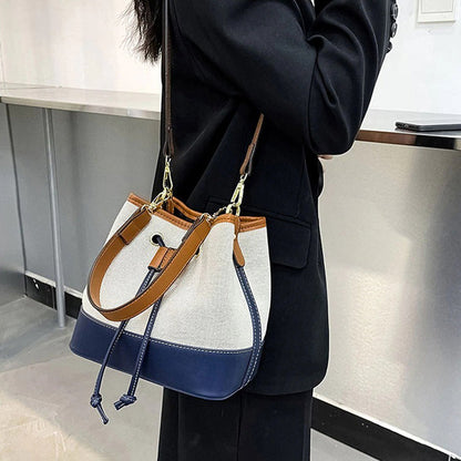 Sac Seau Bicolore Avec Cordon De Serrage Et Bandoulière Ajustable Pour Femme | Idéal Pour Usage Quotidien