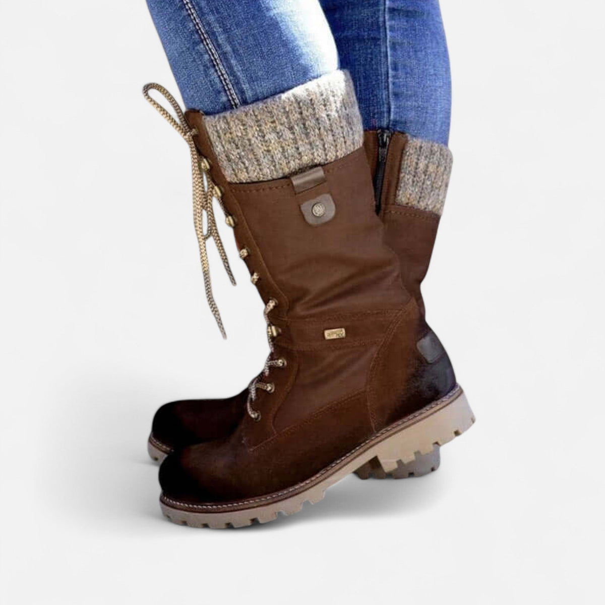 Bottes à lacets à col texturé pour femmes