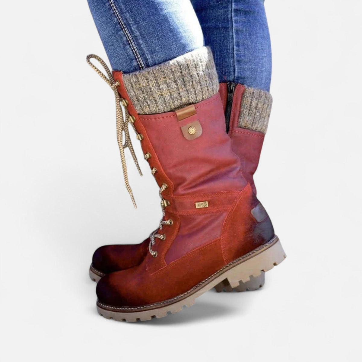 Bottes à lacets à col texturé pour femmes