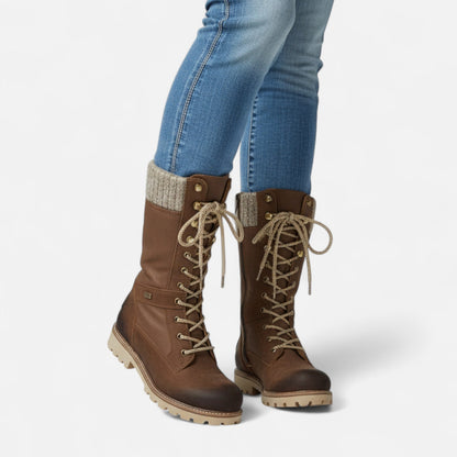 Bottes à lacets à col texturé pour femmes