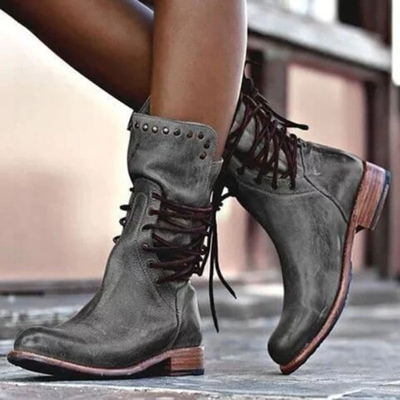 Bottes à lacets à œillets pour femmes
