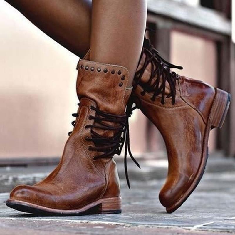 Bottes à lacets à œillets pour femmes