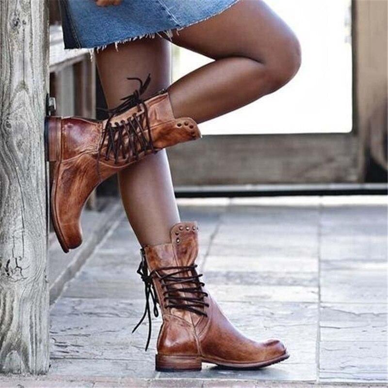 Bottes à lacets à œillets pour femmes