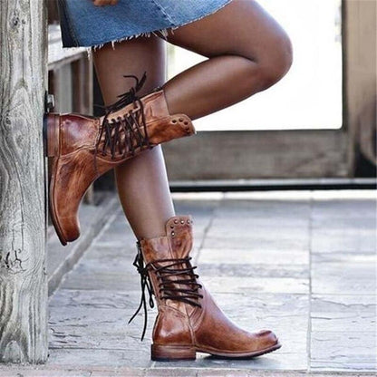 Bottes à lacets à œillets pour femmes