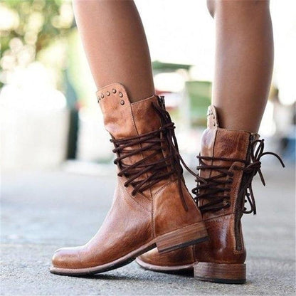 Bottes à lacets à œillets pour femmes