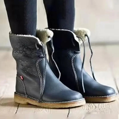Bottes à lacets avec col foruré pour femmes