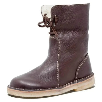Bottes à lacets avec col foruré pour femmes