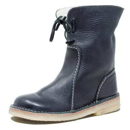 Bottes à lacets avec col foruré pour femmes