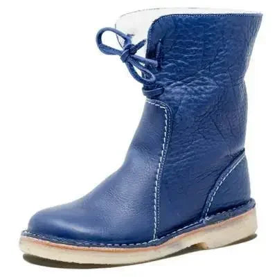 Bottes à lacets avec col foruré pour femmes
