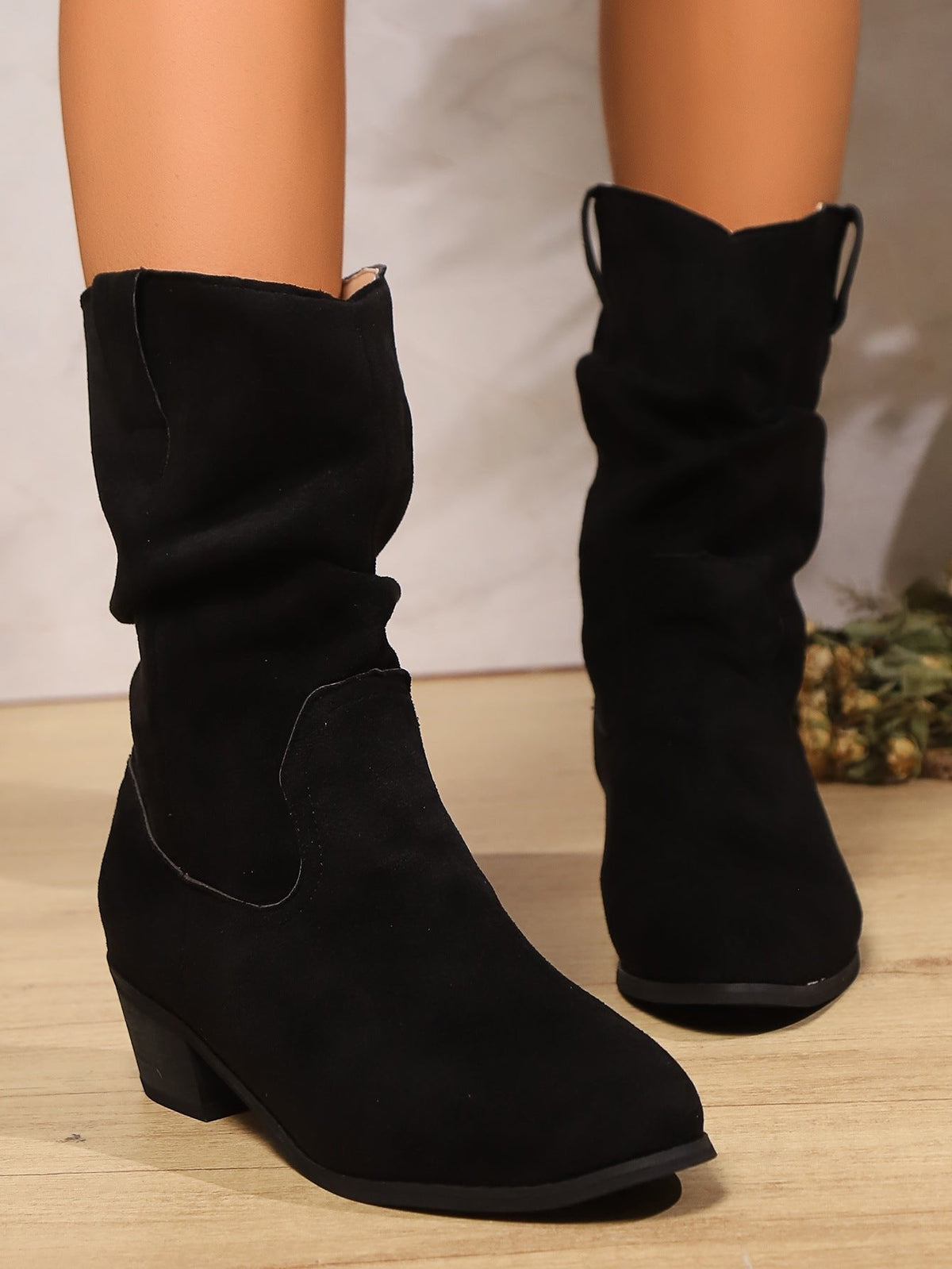 Bottes à tige froncée pour femmes