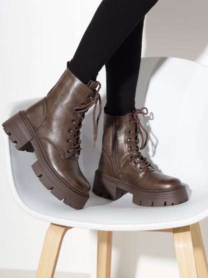Bottines à lacets à plateforme pour femmes
