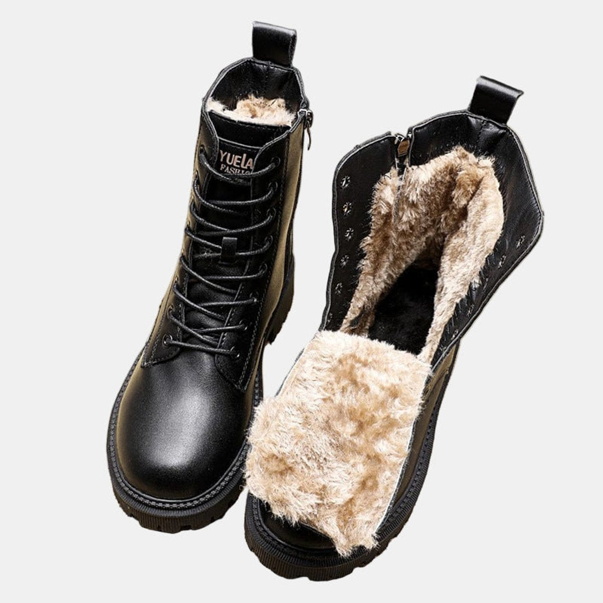 Bottines à lacets et zip pour femmes