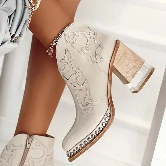 Bottines à Talon Large avec Fermeture Éclair pour Femmes | Idéales pour l’Automne et l’Hiver