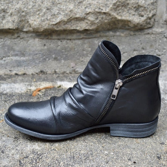 Bottines zippées froncées pour femmes