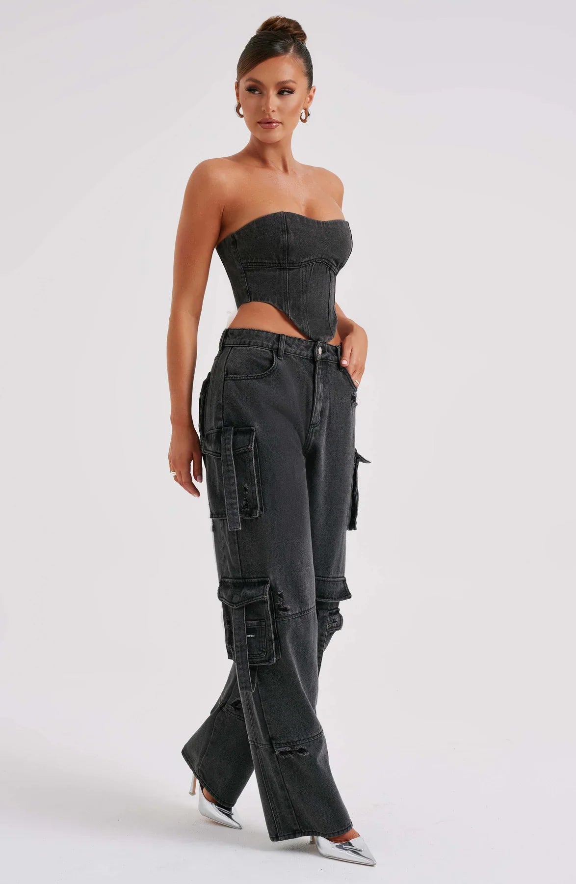 Ensemble Corset Structuré et Pantalon Cargo Droit Pour Femme | Idéal Pour Usage Quotidien et Sorties