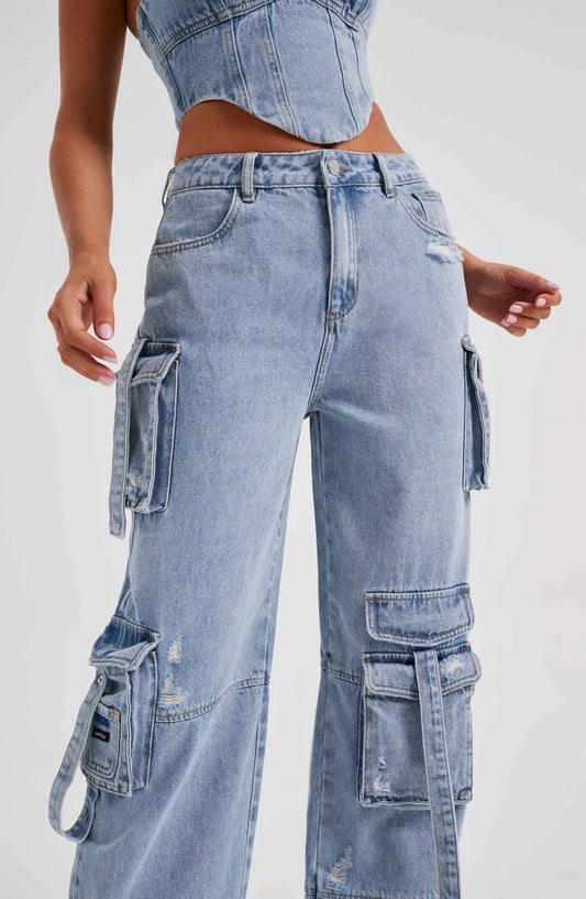 Ensemble Corset à Bretelles et Pantalon Cargo à Coupe Décontractée pour Femme | Idéal pour Tenues Décontractées