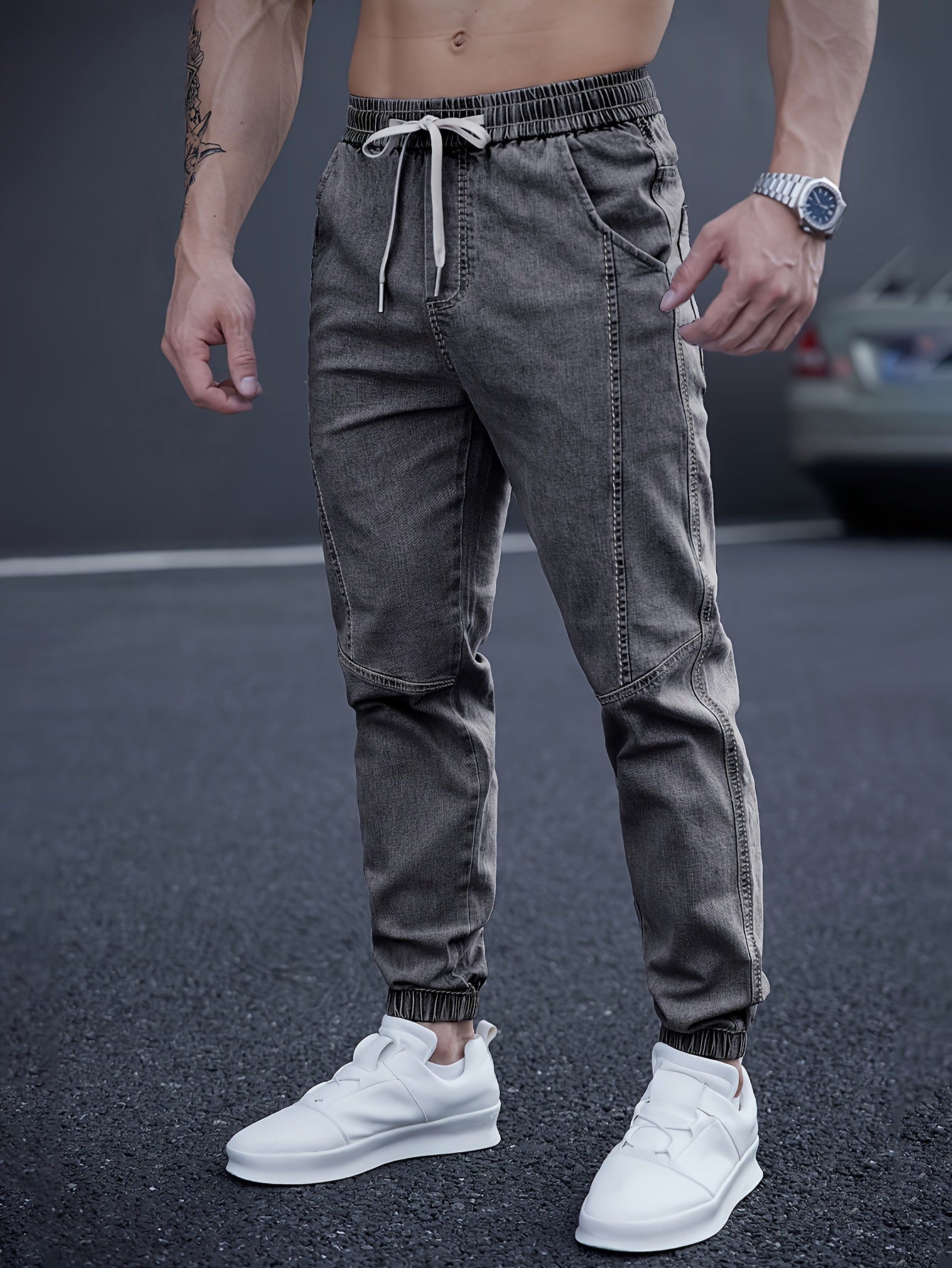 Pantalon Cargo avec Taille Élastiquée et Chevilles Ajustées pour Homme | Idéal pour le Quotidien