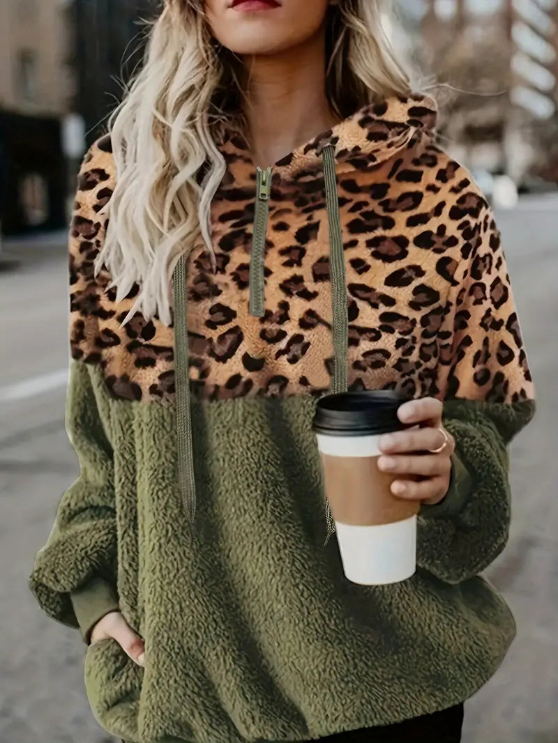Sweat À Capuche À Imprimé Léopard pour Femme | Idéal pour La Mi-Saison