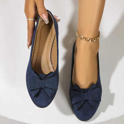 Ballerines talon compensé avec nœud pour femmes